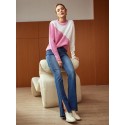  PREMIUM CASHMERE WOOL TWO-TONE SWEATER