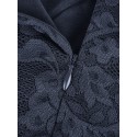  Floral Lace Bodice Ribbon Waist Pleated Prom Dress
