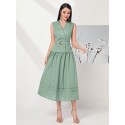 SHEIN Modely Solid D-ring Belted Dress