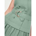 SHEIN Modely Solid D-ring Belted Dress