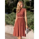 MIUSOL Guipure Lace Insert Chiffon Cocktail Party A-Line Dress