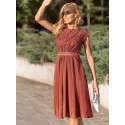 MIUSOL Guipure Lace Insert Chiffon Cocktail Party A-Line Dress
