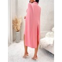 SHEIN Lady Lapel Cape Sleeves Knotted Front Dress