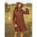 SHEIN VCAY Random Embroidered Long Sleeve Dress