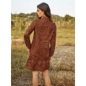 SHEIN VCAY Random Embroidered Long Sleeve Dress