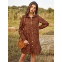 SHEIN VCAY Random Embroidered Long Sleeve Dress