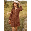 SHEIN VCAY Random Embroidered Long Sleeve Dress
