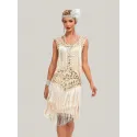 1pc Sequin Plants Fringe Hem Tank Dress