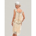 1pc Sequin Plants Fringe Hem Tank Dress