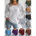 Cable Knit Button Detail Raglan Sleeve Sweater