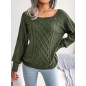 Cable Knit Button Detail Raglan Sleeve Sweater