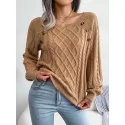 Cable Knit Button Detail Raglan Sleeve Sweater