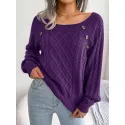 Cable Knit Button Detail Raglan Sleeve Sweater