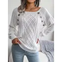 Cable Knit Button Detail Raglan Sleeve Sweater