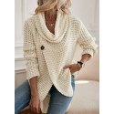 SHEIN LUNE Cowl Neck Button Detail Wrap Hem Sweater