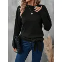 Bow-Embellished Long-Sleeved Sweater