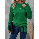 Bow-Embellished Long-Sleeved Sweater