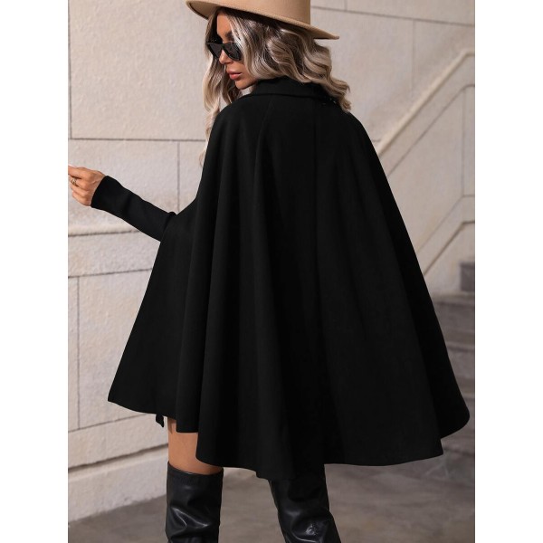 Double Breasted Cloak Sleeve Cape Overcoat