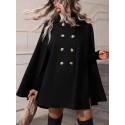 Double Breasted Cloak Sleeve Cape Overcoat
