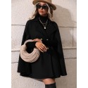 Double Breasted Cloak Sleeve Cape Overcoat