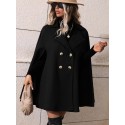 Double Breasted Cloak Sleeve Cape Overcoat