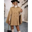 Double Breasted Cloak Sleeve Cape Overcoat