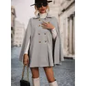 Double Breasted Cloak Sleeve Cape Overcoat