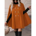 Double Breasted Cloak Sleeve Cape Overcoat