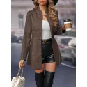 Houndstooth Print Open Front Coat