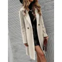 Women's Lapel Collar Double Breasted Wool Coat