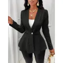 SHEIN Slayr Solid Color Textured Single Button Jacket