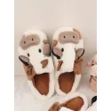Home Animal Cute Cartoon Slippers Warm, Fashionable And Comfortable Cow Plus Velvet Slippers