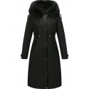 Trim Hooded Drawstring Waist Winter Coat
