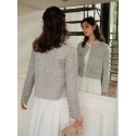 Flap Detail Button Front Tweed Overcoat