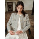 Flap Detail Button Front Tweed Overcoat