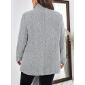 Frenchy Plus Size Herringbone Pattern Long Sleeve Wool Coat