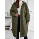 Dual Pocket Drop Shoulder Hooded Quilted Coat