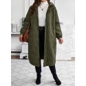 Dual Pocket Drop Shoulder Hooded Quilted Coat