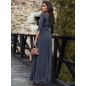  Floral Lace Bodice Ribbon Waist Pleated Prom Dress