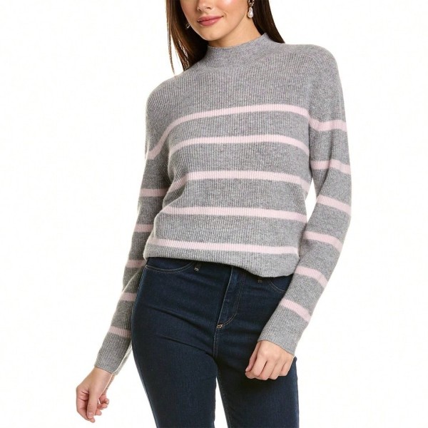  Cashmere Ribbed Stripe Cashmere Sweater