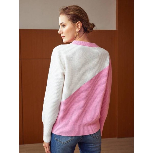  PREMIUM CASHMERE WOOL TWO-TONE SWEATER