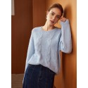  PREMIUM MOHAIR WOOL-BLEND CABLE KNIT SWEATER