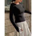  Solid Ribbed Knit Sweater