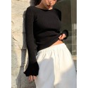 Solid Ribbed Knit Sweater