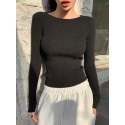  Solid Ribbed Knit Sweater